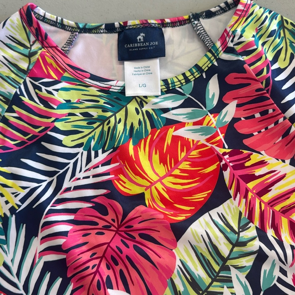 CARIBBEAN JOE NWT Long Sleeve Tropical Printed Sun Shirt M
